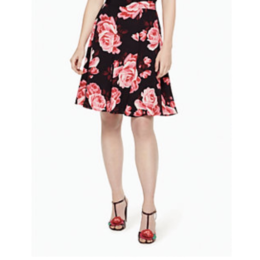 Kate Spade Rambling Roses Rosa Crepe Skirt